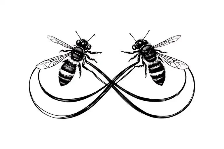 Infinity sign with 2 bees and nankurunaisa in Verwven tattoo design idea