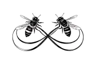 Infinity sign with 2 bees and nankurunaisa in Verwven tattoo design idea