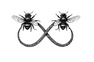 Infinity sign with 2 bees and nankurunaisa in Verwven tattoo design idea