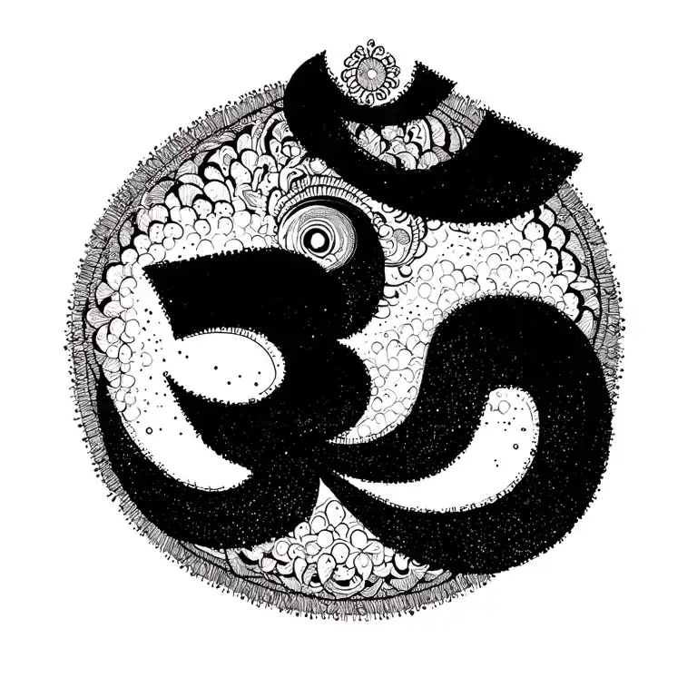 Write vertical and length: Om Namah Shivaya in Sanskrit by replacing OM with its symbol tattoo design idea