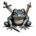 frog with a sword top on a mash tattoo design idea