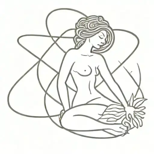 feminist divine energy leo star sign intertwined tattoo design idea
