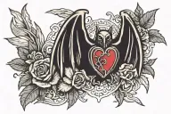 sacred heart with bat wings tattoo design idea