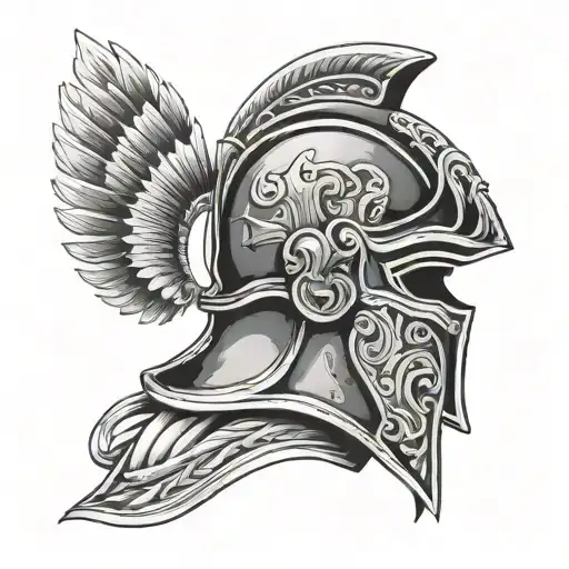 Roman gladiator helmet tattoo design idea