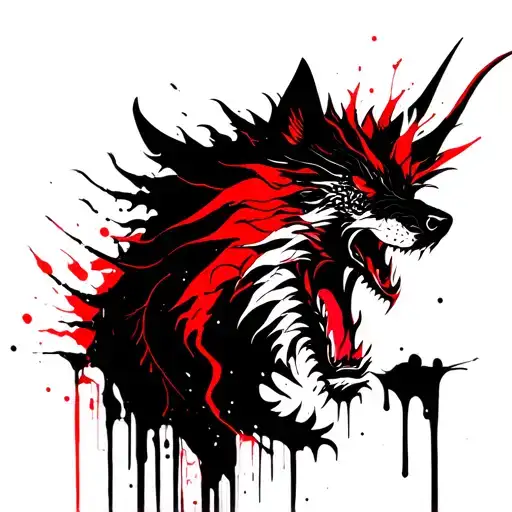dragon and wolf tattoo design idea