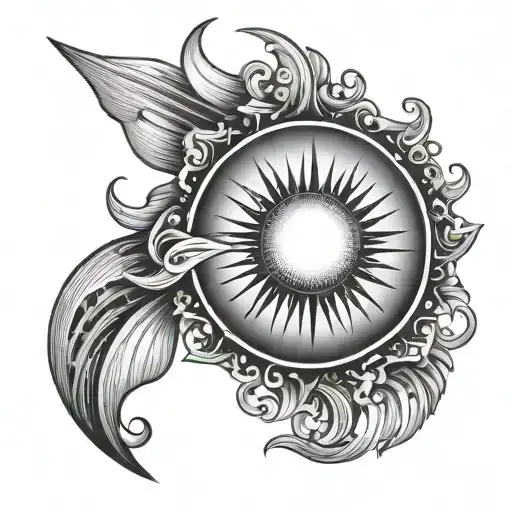 half sun shining tattoo design idea