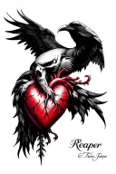 Reaper Sacred Heart raven tattoo design idea