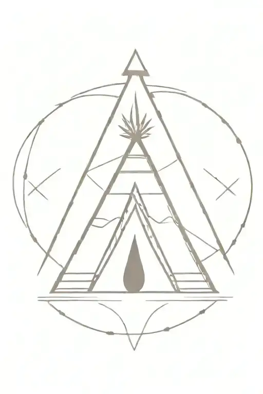 teepee, wild west, fire, rose tattoo design idea