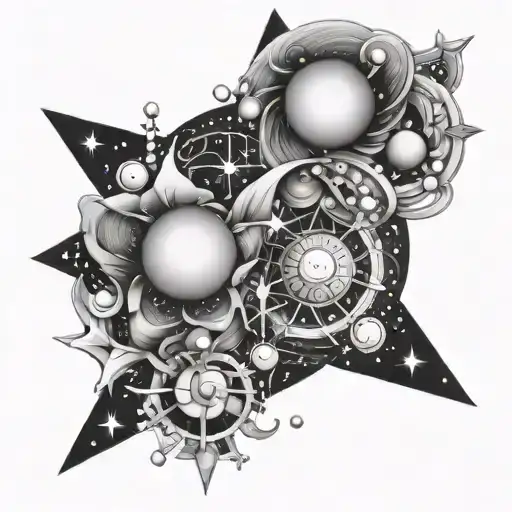 pearl and Leo star constellation intertwined tattoo design idea