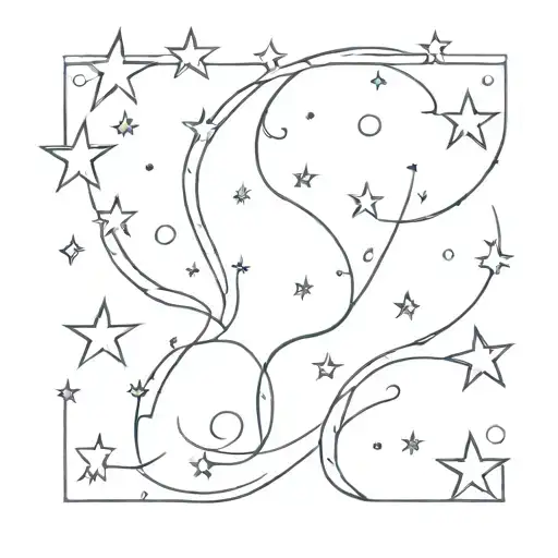 bookish with stars and swirls tattoo design idea