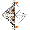 Gemini and Aquarius patern geometrical tattoo design idea