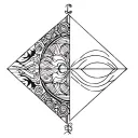 Gemini and Aquarius patern geometrical tattoo design idea