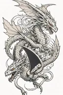 flying dragons coming tattoo design idea