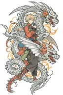 flying dragons coming tattoo design idea