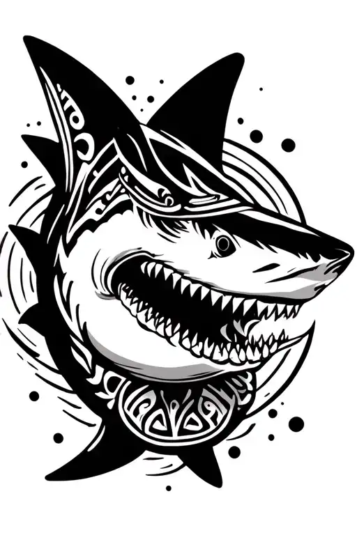 bonnet head shark swimming tattoo design idea
