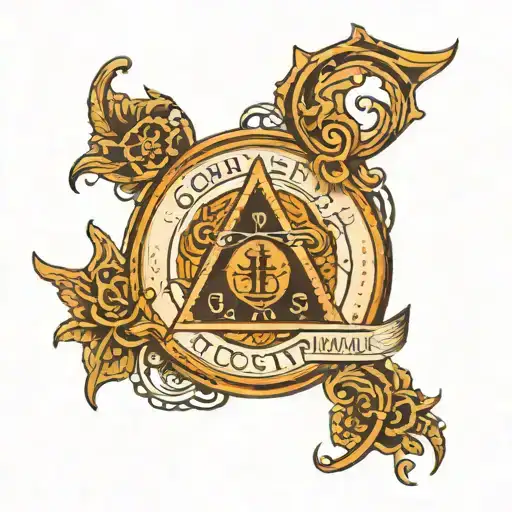 alchemical symbol for copper inside  a circle surrounded by the text "in girum imus nocte et consumimur igni"  tattoo design idea