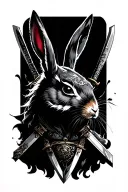 Fire Rabbit samurai three sword tattoo design idea