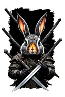Fire Rabbit samurai three sword tattoo design idea