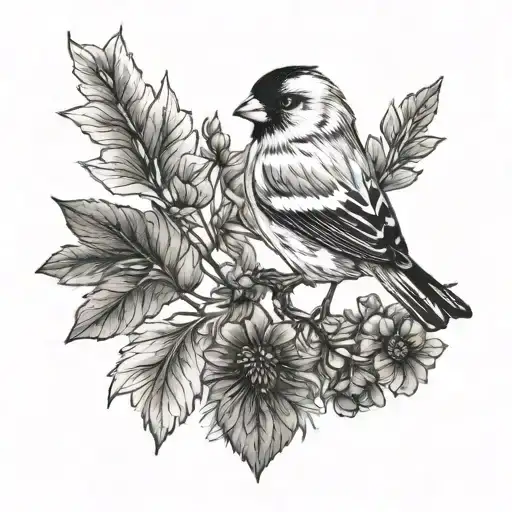 American goldfinch tattoo design idea