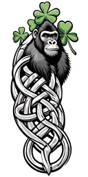 Celtic knotwork design incorporating gorilla and shamrock  tattoo design idea