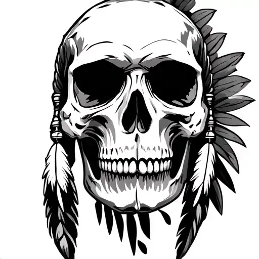native american skull frontal tattoo design idea