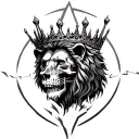 lion crown skulls lightning bolts trees  tattoo design idea