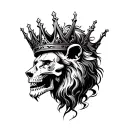 lion crown skulls lightning bolts trees  tattoo design idea