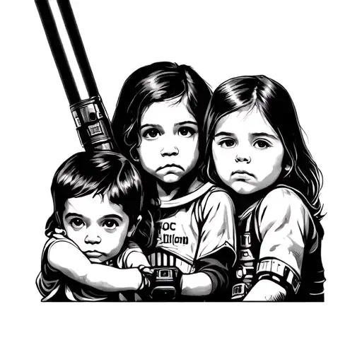 Star Wars tattoo representing three kids tattoo design idea