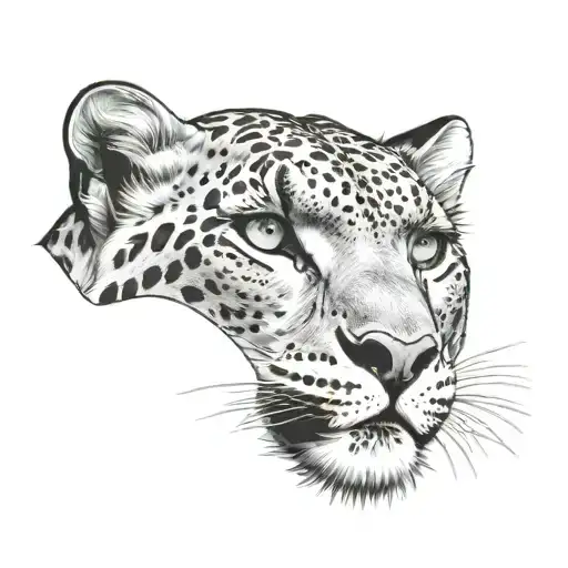 snow leopard with 3 eyes tattoo design idea