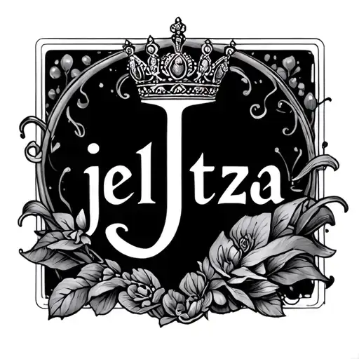 the name jelitza with a princess crown on the J tattoo design idea