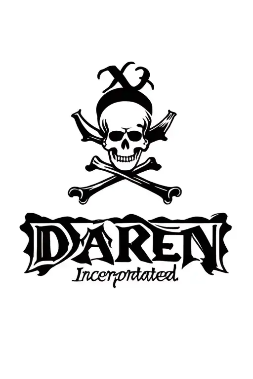 Jolly Roger Pirate flag with the name Daeren incorporated tattoo design idea