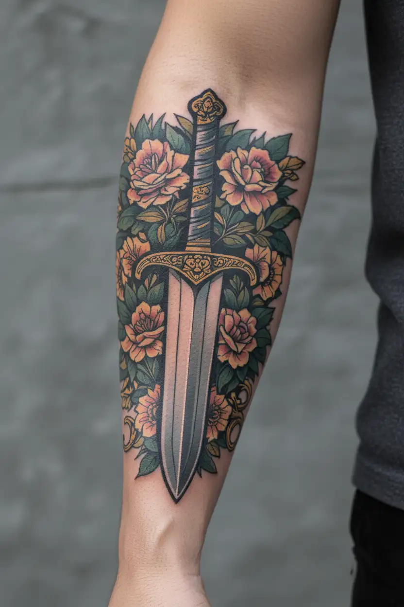 Sicilian sword tattoo design idea