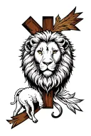 Lion, Lamb, Cross tattoo design idea