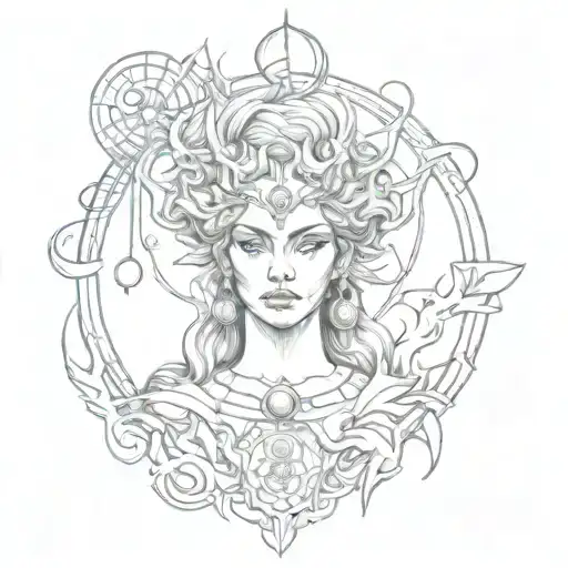 deusa hecate goddess painted tattoo design idea