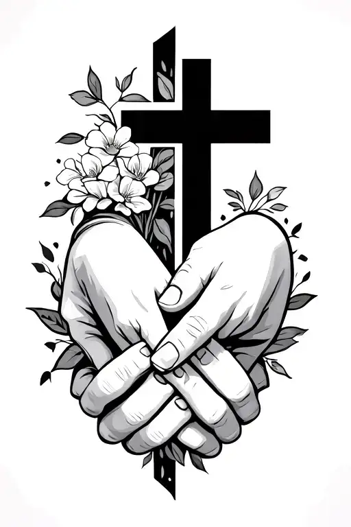 matching simple cross tattoo for couple holding hands tattoo design idea