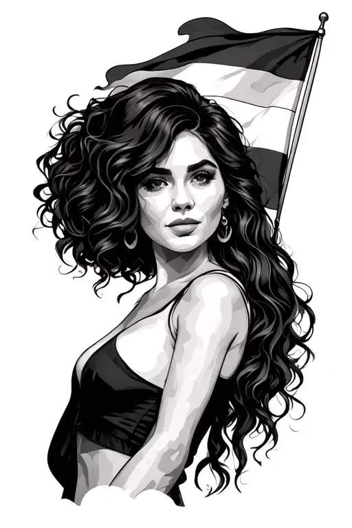 pride flag lesbian couple tattoo design idea