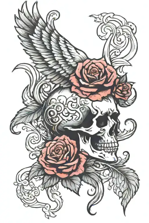 phoenix skull roses medusa tattoo design idea