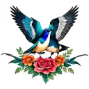 two swallow birds tattoo design idea