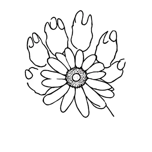 real dog paw print incorporating a daisy flower tattoo design idea