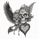 love hate tattoo design idea