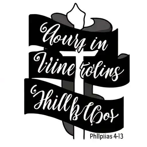 Philippians 4:13 written in cursive with a cross tattoo design idea