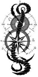 Sagittarius Scorpio Libra constellations and compass with longitude and latitude intertwined  tattoo design idea