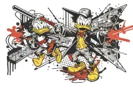 Donald duck  inlight Sabre fight with baby yoda tattoo design idea