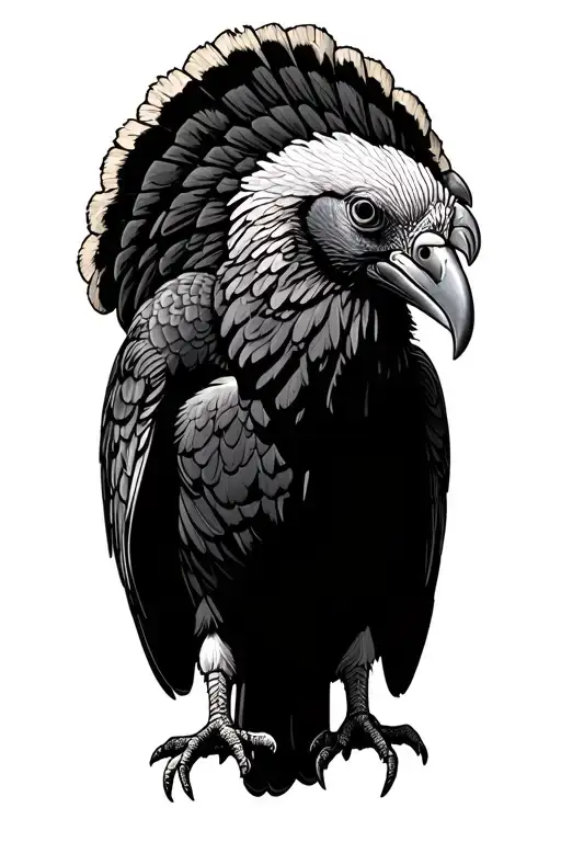 perched black turkey vulture perched tattoo design idea