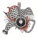checkered flag music jote tattoo design idea