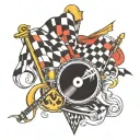 checkered flag music jote tattoo design idea