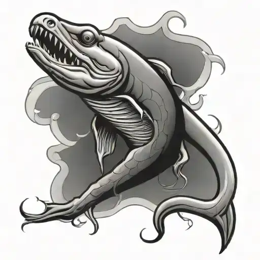 raging electric eel tattoo design idea