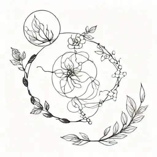 five bracelets, fine line, leaves and flower, dot line, broken mirror, thick line which transforms into smoke  tattoo design idea