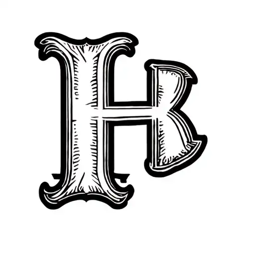 cattle brand using a capital B and a capital H places with the B backwards and against the leg of the H tattoo design idea