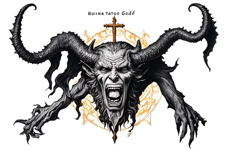 devil and god demons and saints tattoo design idea